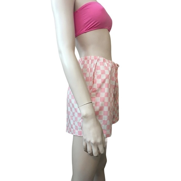 WAYF 98 Neko Drawstring Pink & White Checkered Cotton Shorts NWOT Beachy NWOT - Picture 3 of 16